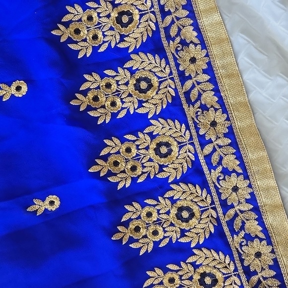 Elegant Royal Blue and Gold Embroidered Tunic Top Summer Indie Ethnic - Picture 8 of 12